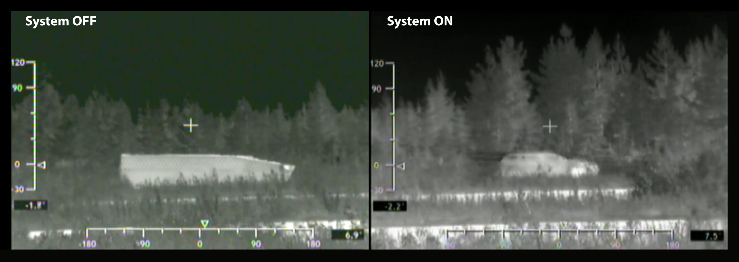 The CV90 sing the ADAPTIV panels to give an infrared signature of a car