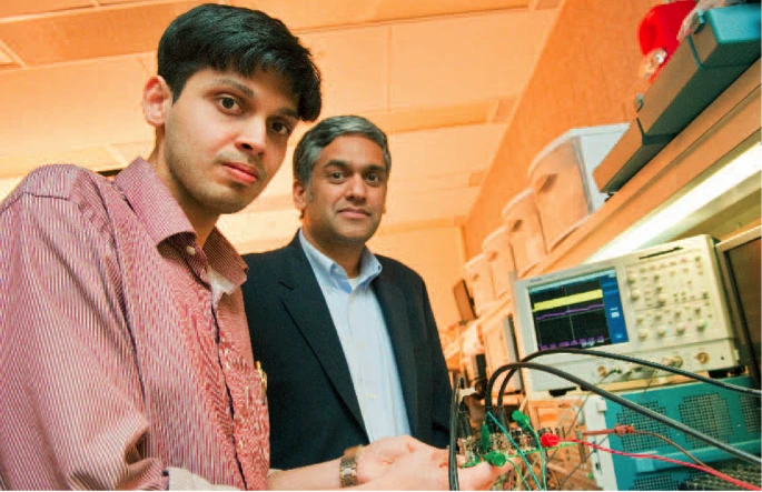 Doctoral student Saurav Bandyopadhyay in the lab of MIT's Head of the Department of Electrical Engineering and Computer Science, Prof. Anantha Chandrakasan