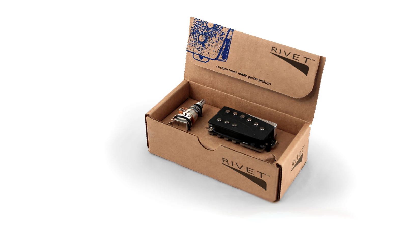 The Rivet pickups will come with a push/pull potentiometer to replace the host guitar's tone control