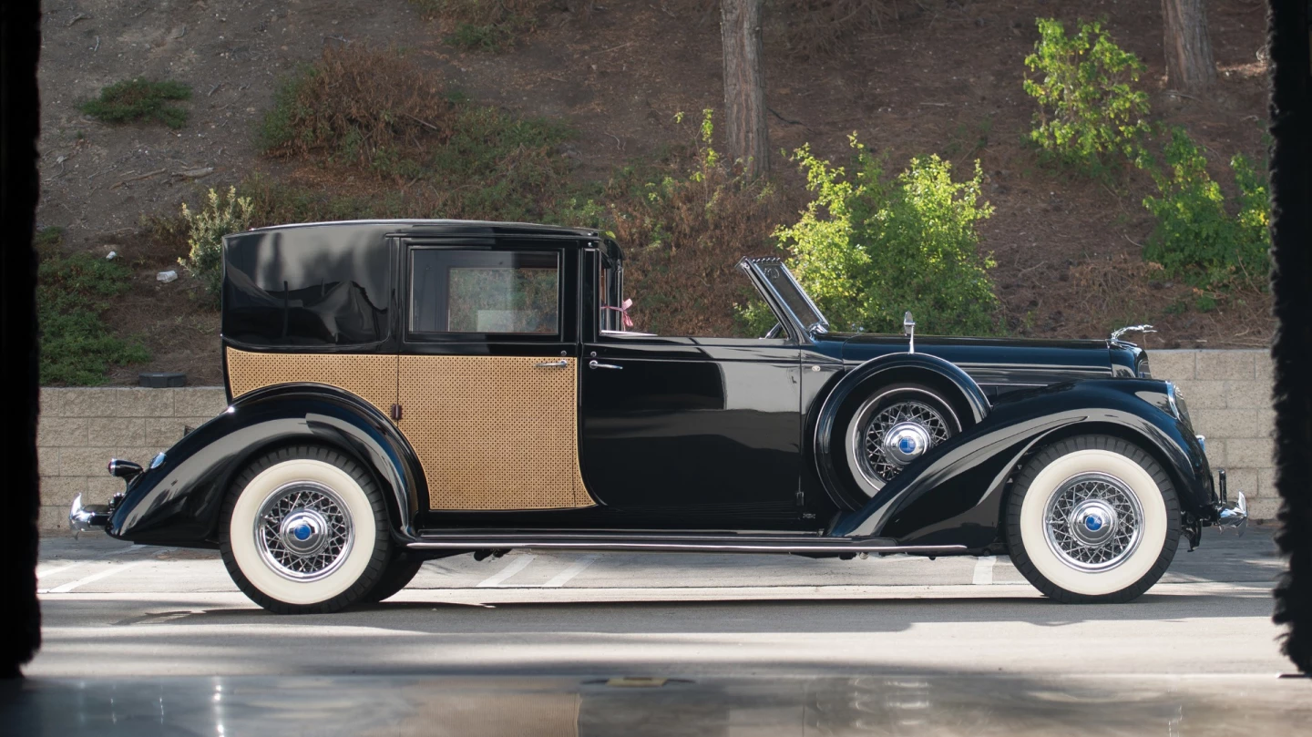 Intended to be used with a chauffeur, Willoughby's formal brougham body featured an open driver's compartment and added $7,000 to the cost of a Lincoln during the 1930s. It was launched in the year after the famous Wall Street Crash, available for four years, and then reappeared again in the late 1930s. The rear compartment boasted armchair-like folding "occasional seats," as well as a telephone for passing directions to the chauffeur. Only two examples of this 1937 Lincoln Model K Panel Brougham by Willoughby remain in existence today. It sold for $123,200 at RM-Sotheby's Scottsdale 2018 auction