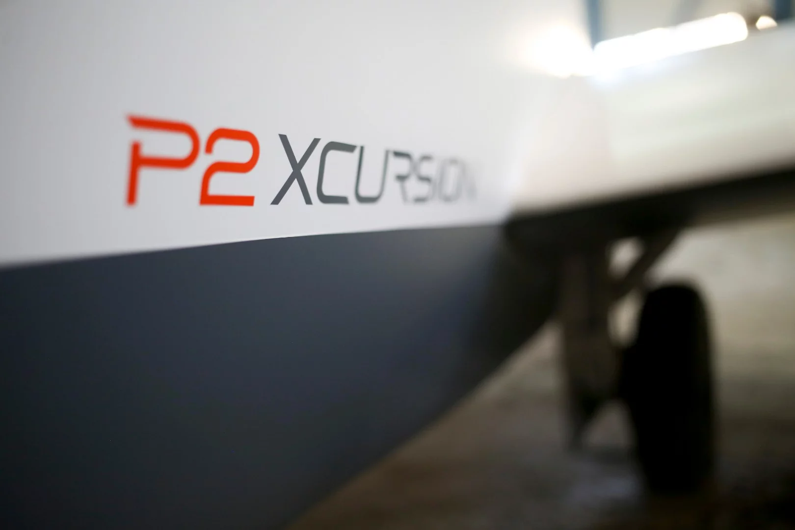 The P2 Xcursion showing its bottom anti-fouling paint scheme