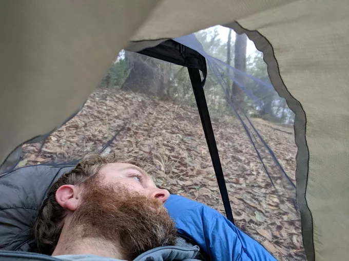 Inventor Kenny Flannery inside his BivyPack