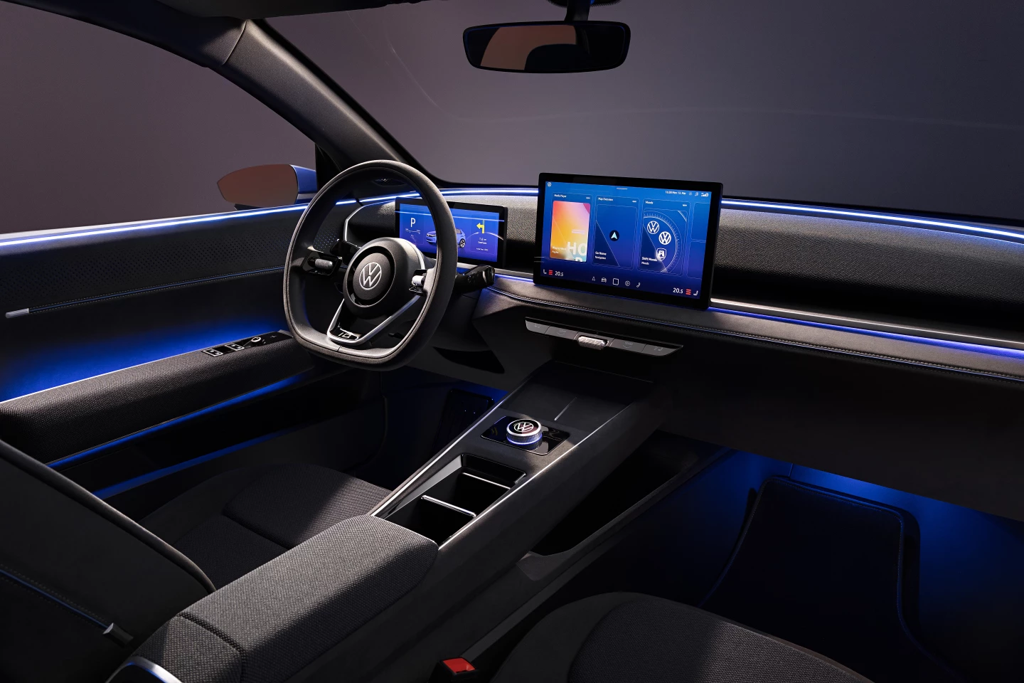 Inside, the Volkswagen ID. 2all has an emphasis on digital tech and minimized design