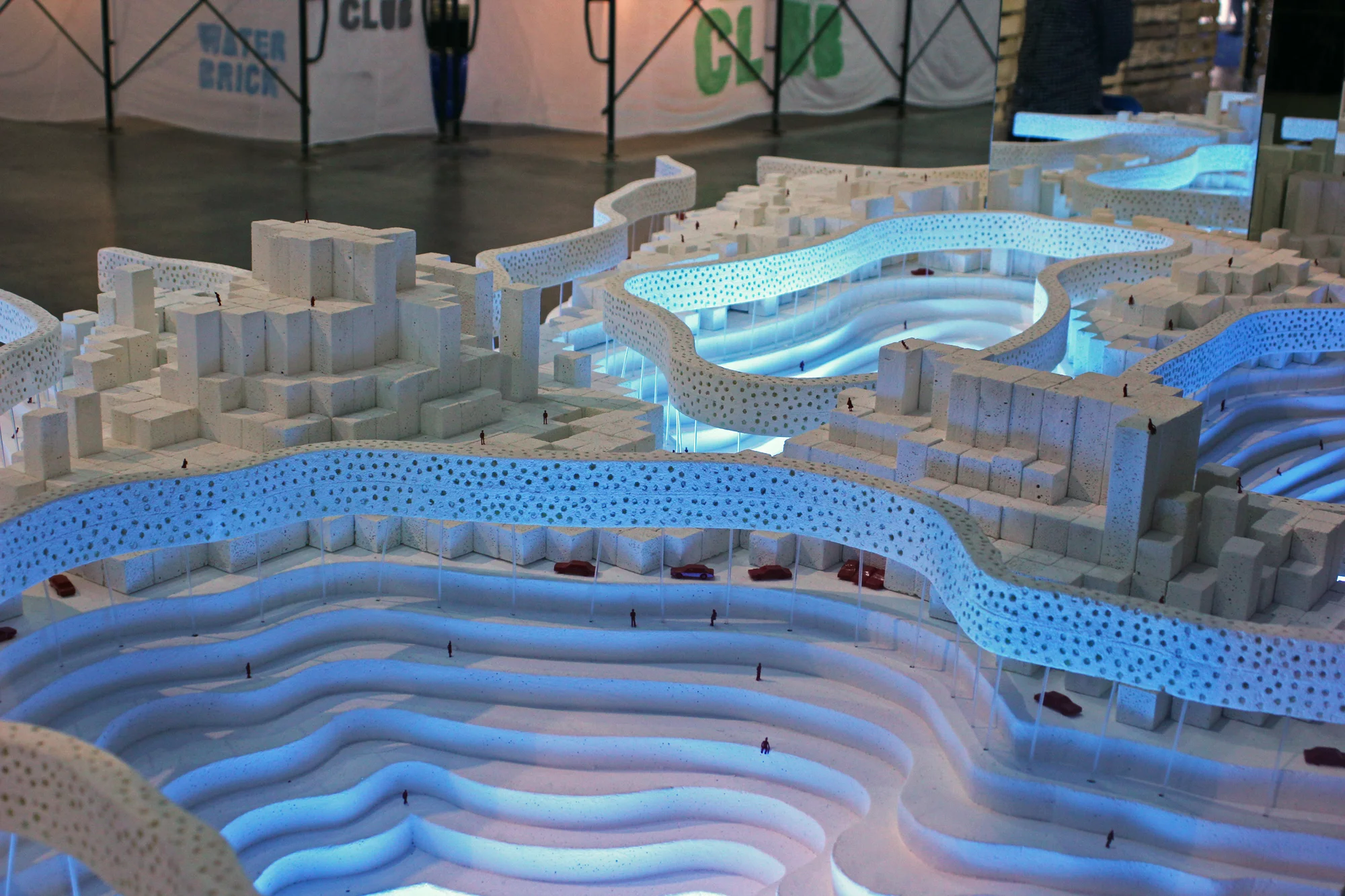 The relative depth of the reservoirs is clear in Shma's physical model of the conceptual Ayutthaya of the future on display at Architect Expo 2012