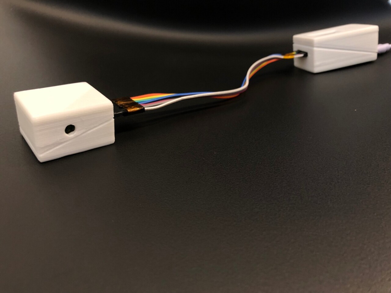 The prototype consists of a sensor connected to a box which both shows the emissions levels in real time, and saves the results