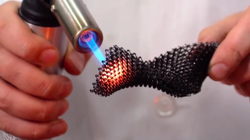 3D printed ceramic material under a blowtorch