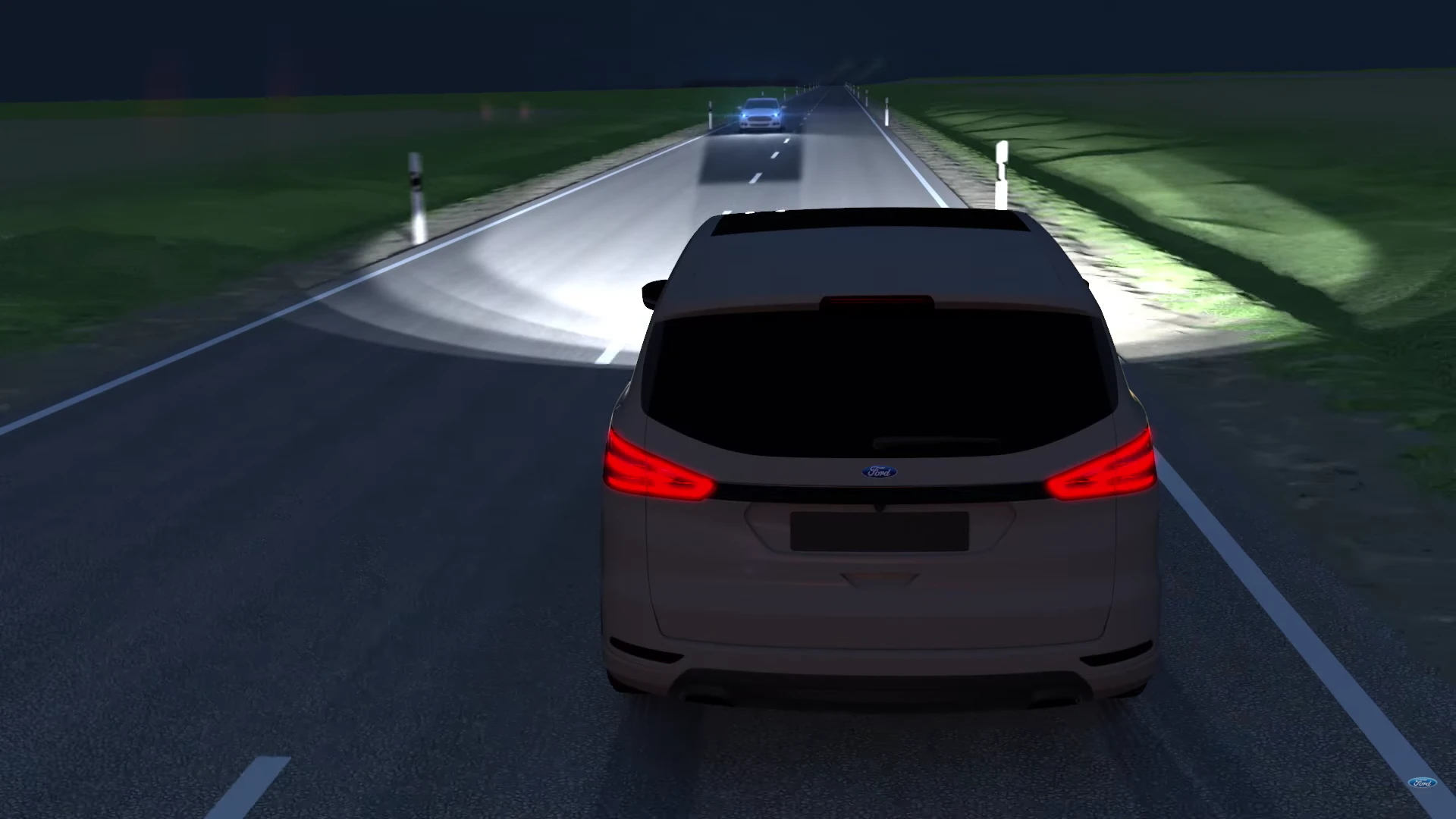 The LED lights create a dark spot around cars that might otherwise be blinded