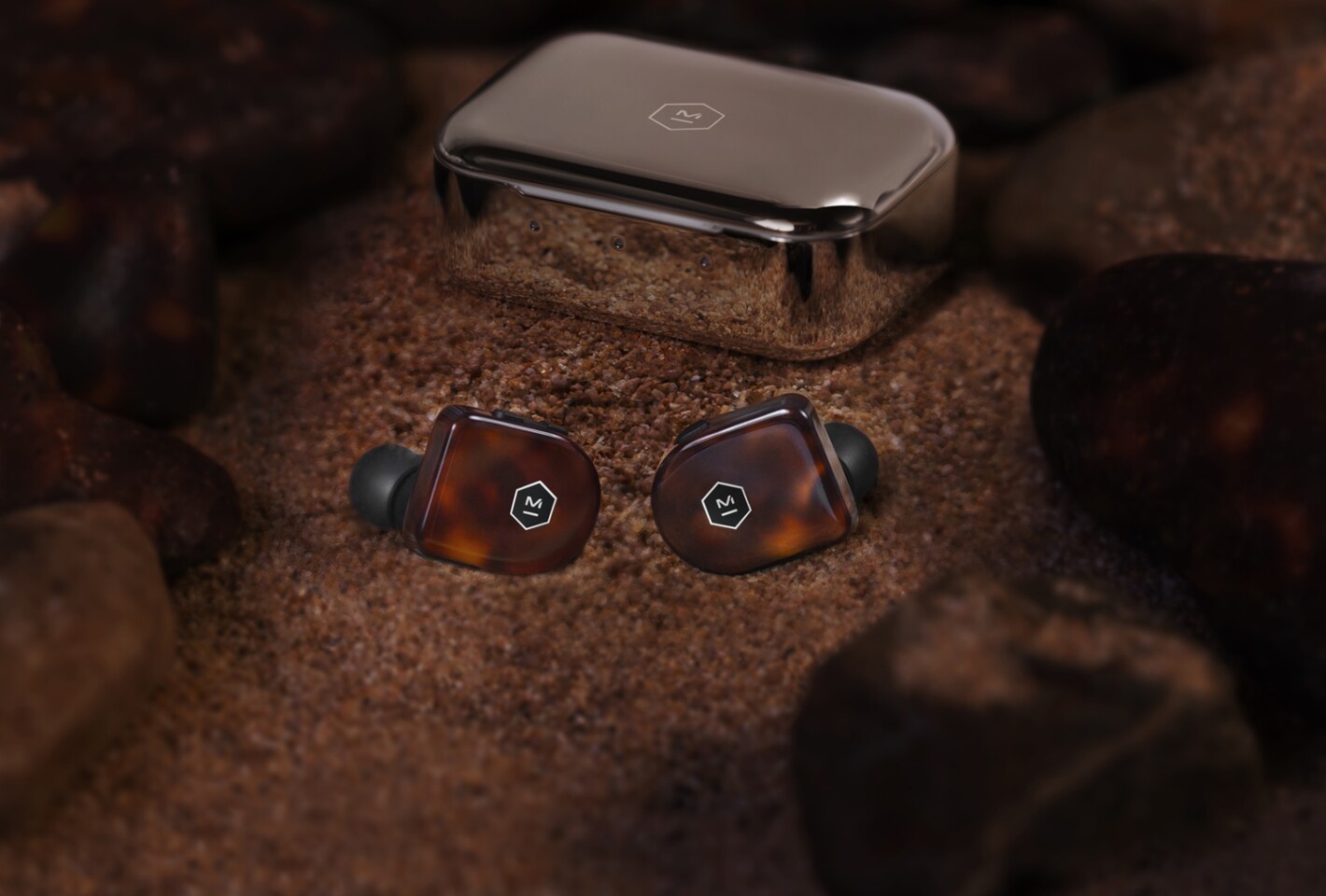 The MW07 Plus true wireless earphones offer a total listening time of 40 hours when used with the stainless steel charging case