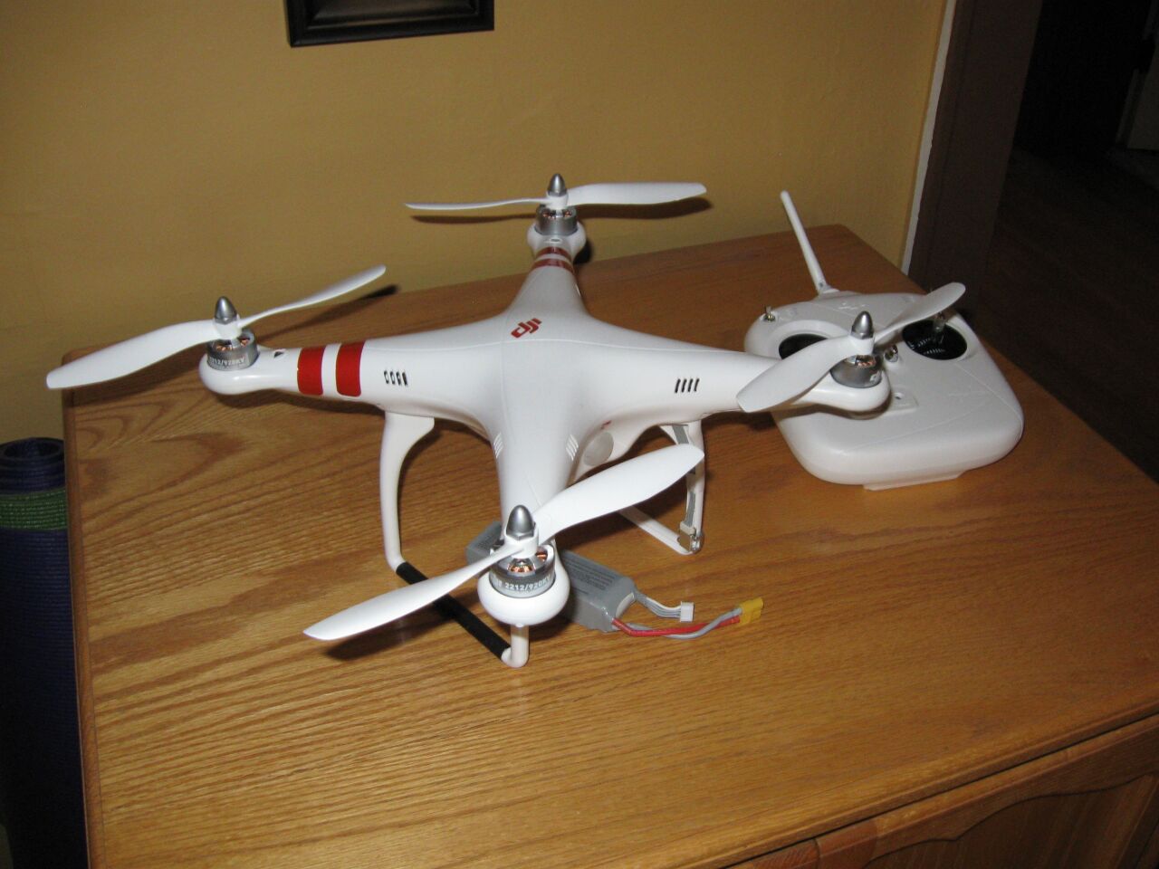 A shot of my DJI Phantom, taken using the camera's built-in flash