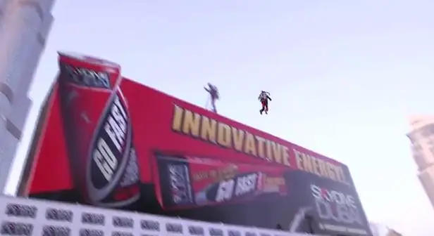 The jetpack pilot puts an exclamation point on this ad