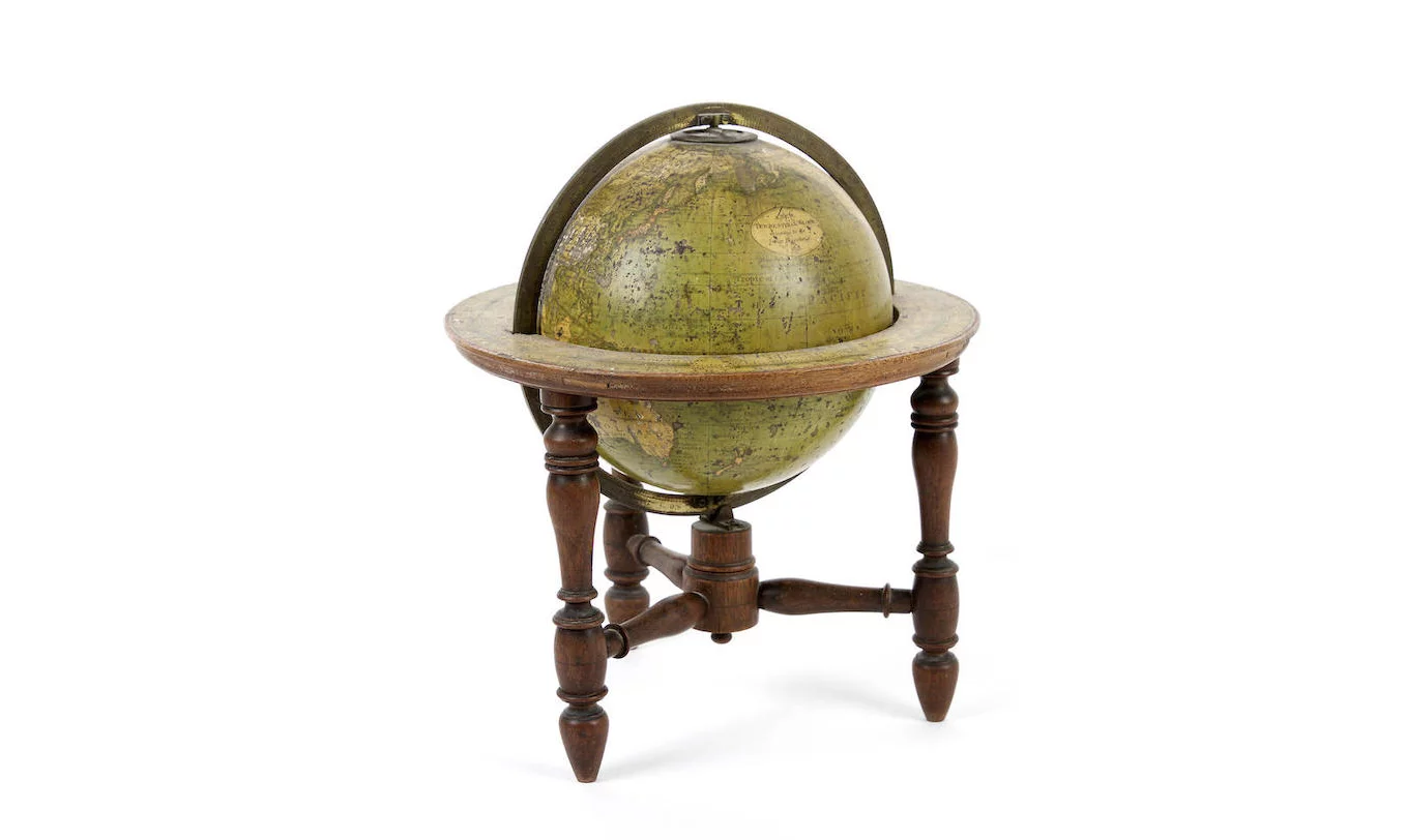 A J & W Newton 6-inch terrestrial globe on stand, English, published 1818