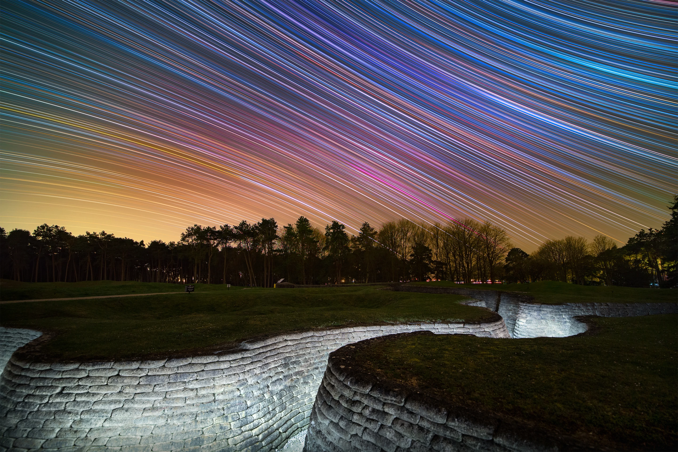 Celestial Equator Above First World War Trench Memorial by Louis Leroux-Gere, taken in Hauts de France, France. Shortlisted in the Skyscapes category