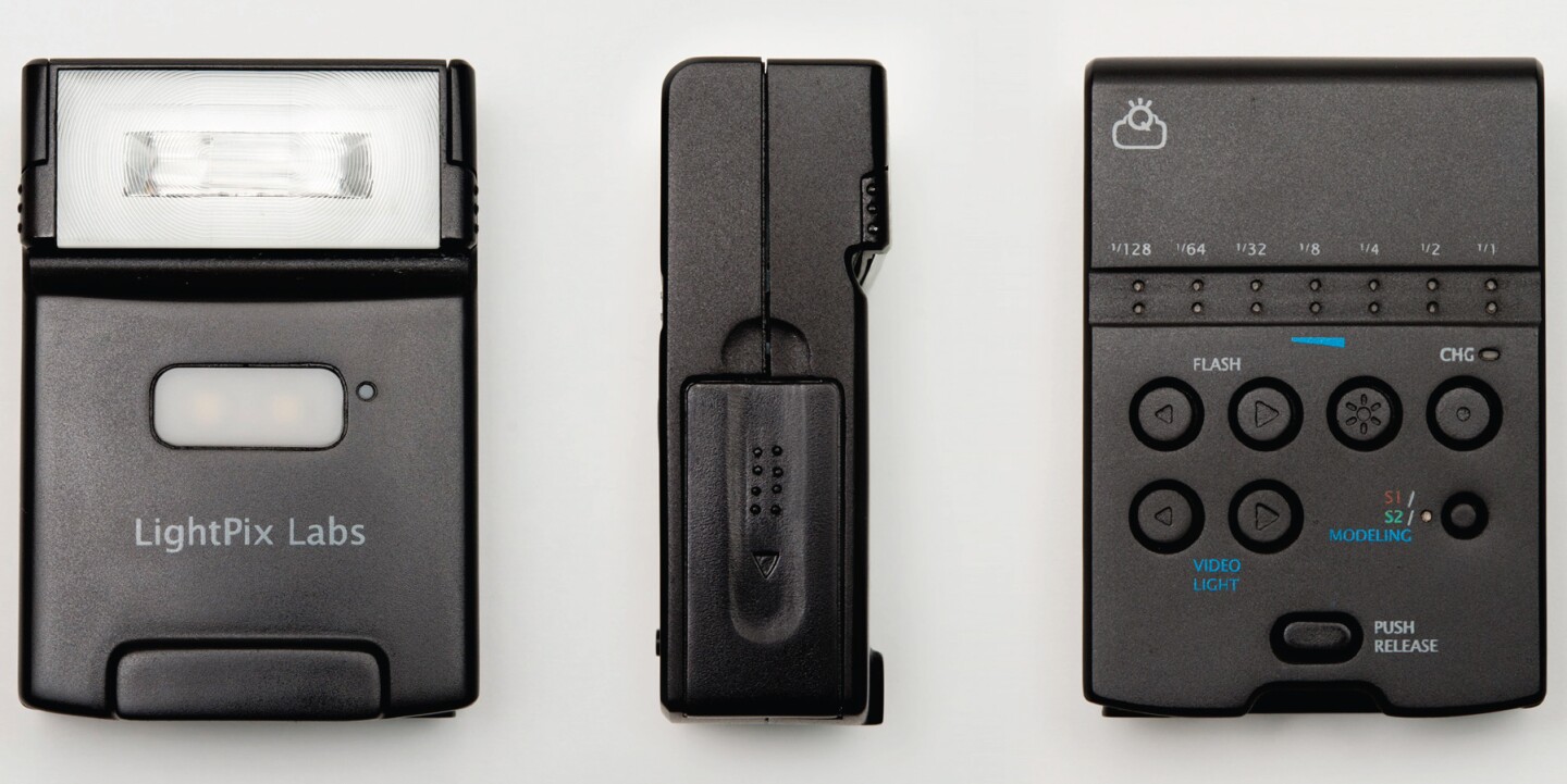 The FlashQ Q20 is a compact flash unit with a built-in detachable wireless controller