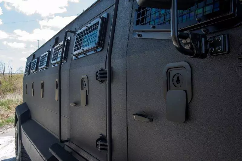 Along with individual gun ports along both sides of the vehicle, there's also an optional roof-mounted gun turret that can be customized to the client's needs