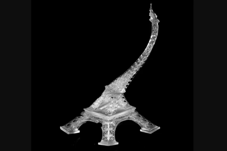 A twisted Eiffel Tower, created using the new technique