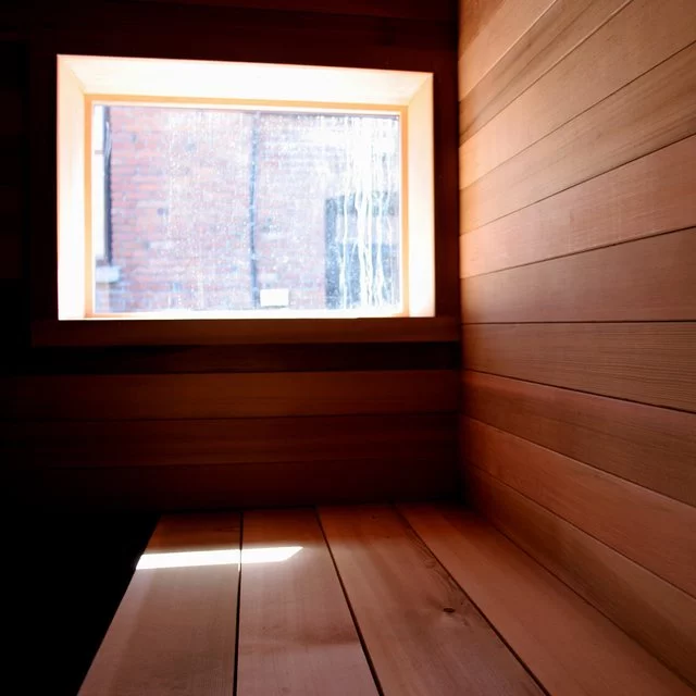 The cedar interior of Sauna Box is both traditional and cosy