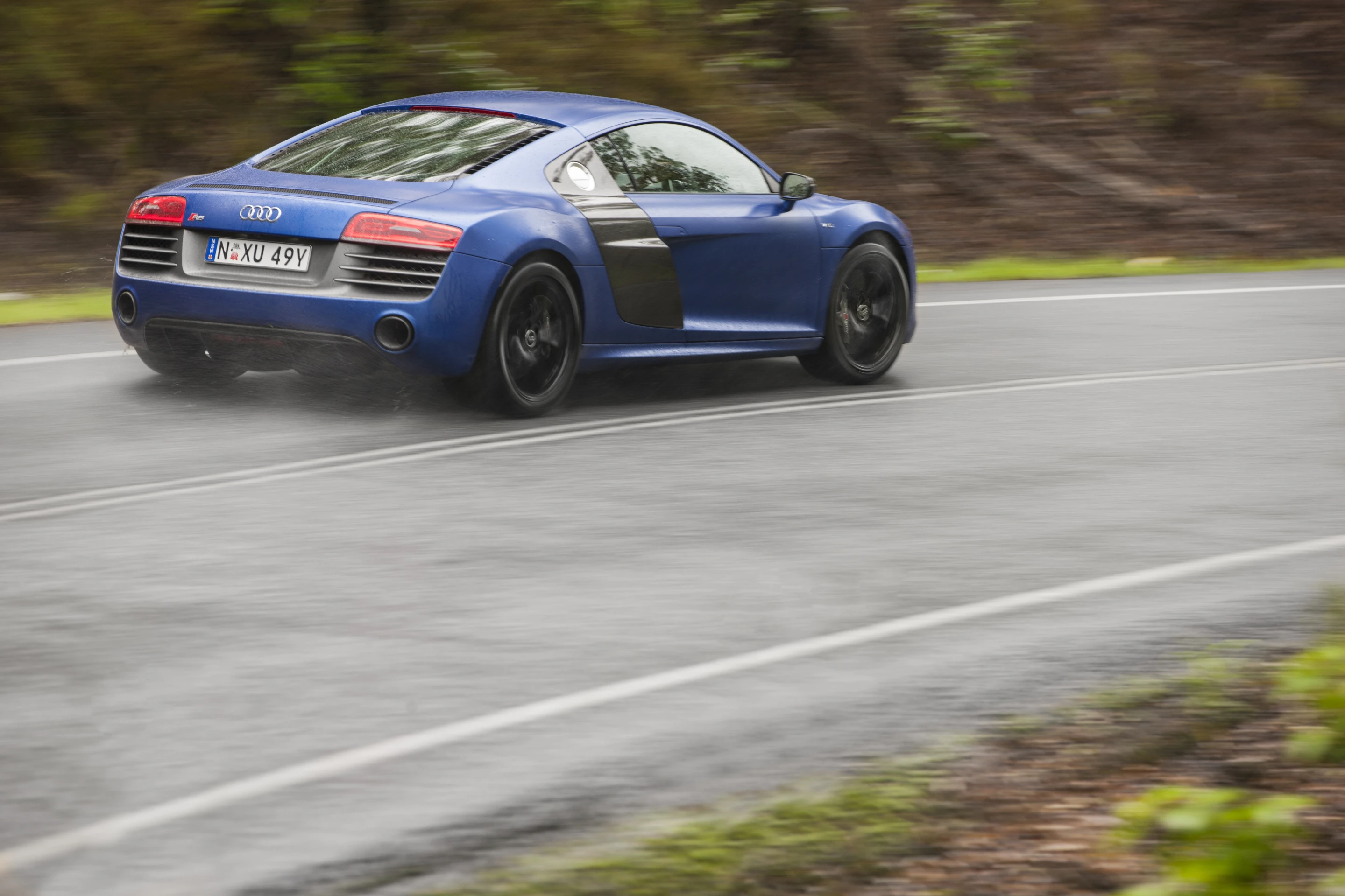 The Audi R8 V10 plus boasts a 0-100 km/h sprint time down to 3.5 seconds.