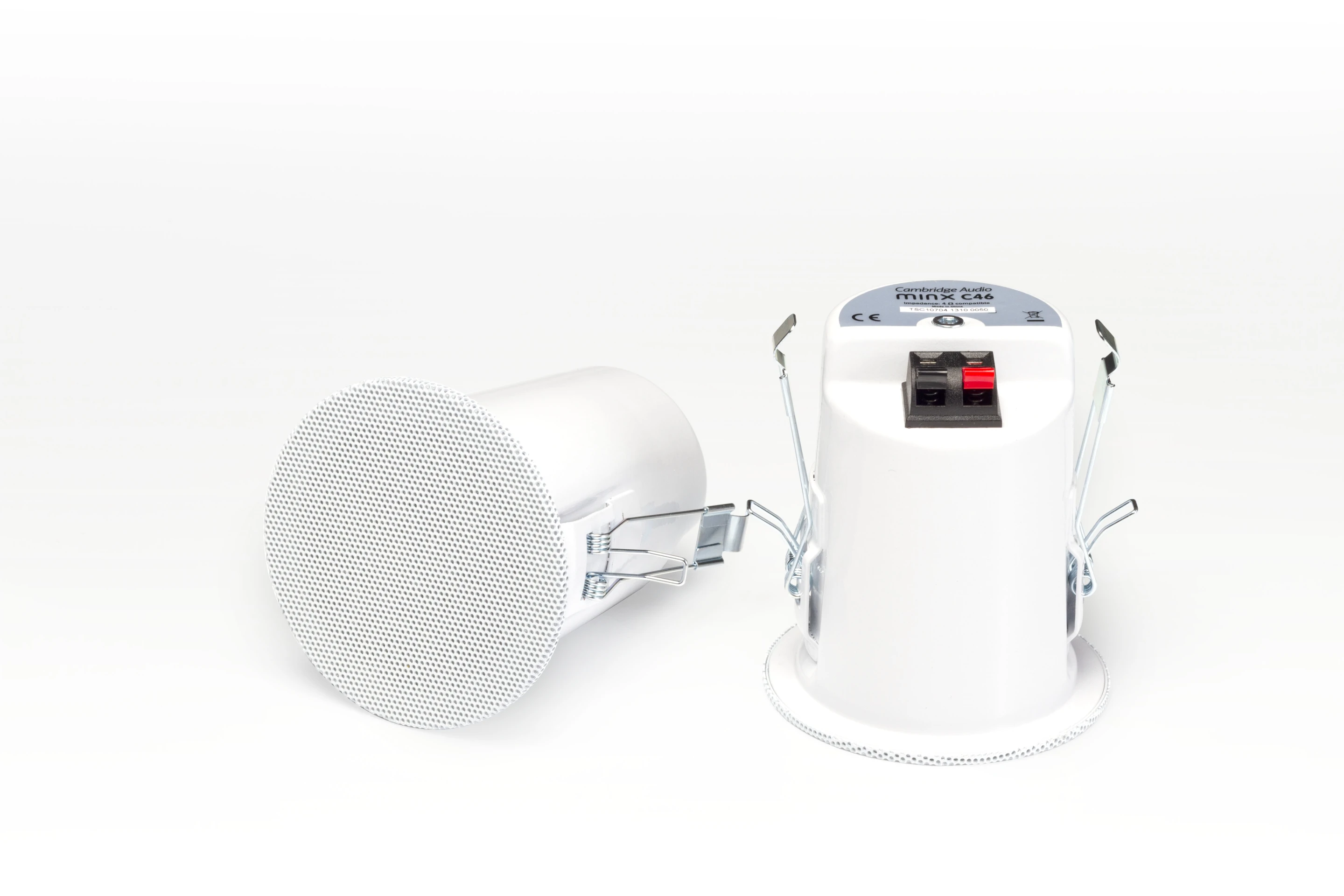 The 80 mm diameter, wide dispersion Minx C46 ceiling speakers feature Cambridge Audio's Balanced Mode Radiator technology