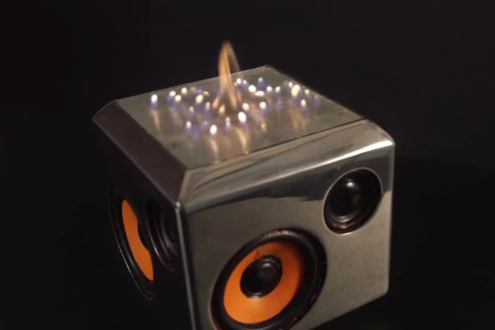 The Sound Torch Bluetooth speaker adds a visual element to your music with the addition of a pyro board