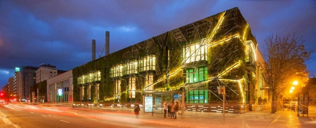 When lit up the frame provides another perspective of the building