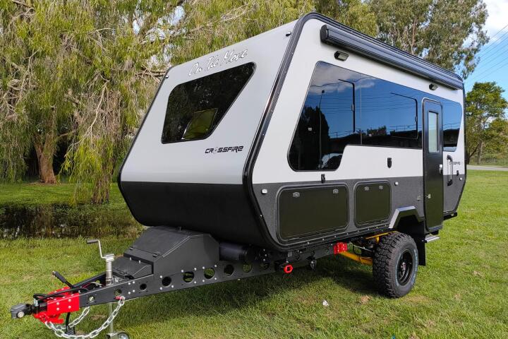 The new Crossfire 4.7 from On The Move Caravans features a new construction, off-road-ready underpinnings and panoramic window array