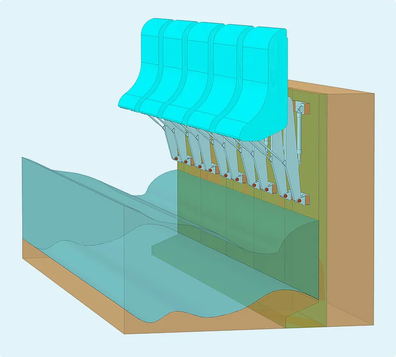 If a storm is detected by the onboard sensors, the Power Wing floats are lifted out of the water to prevent damage