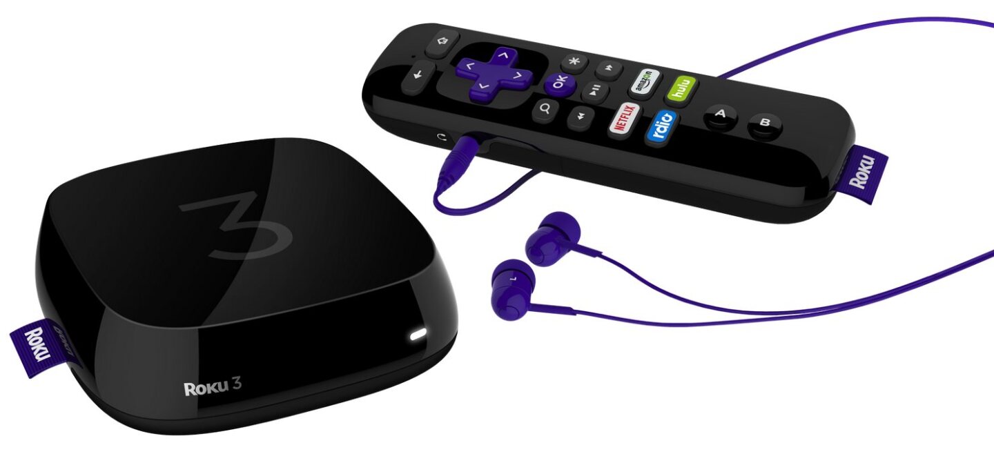 Roku 3 with enhance remote and earbuds