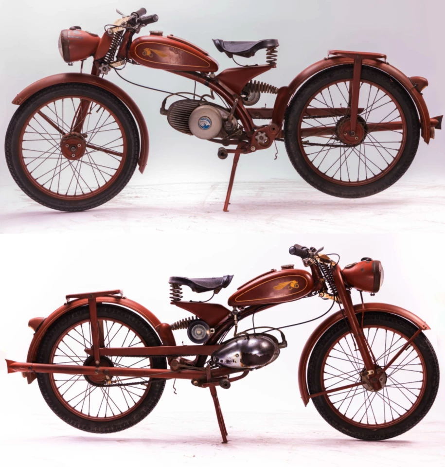 One of the most innovative and technically interesting motorcycles of all-time, this 1951 Imme R100 sold for $24,200 as Lot F119 at Mecum Auctions' Las Vegas sale on Friday, 28 January 2022