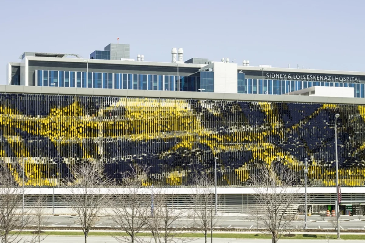 A new installation by Urbana architecture and design studio has been installed on the Eskenazi Hospital multi-story car-park in Indianapolis