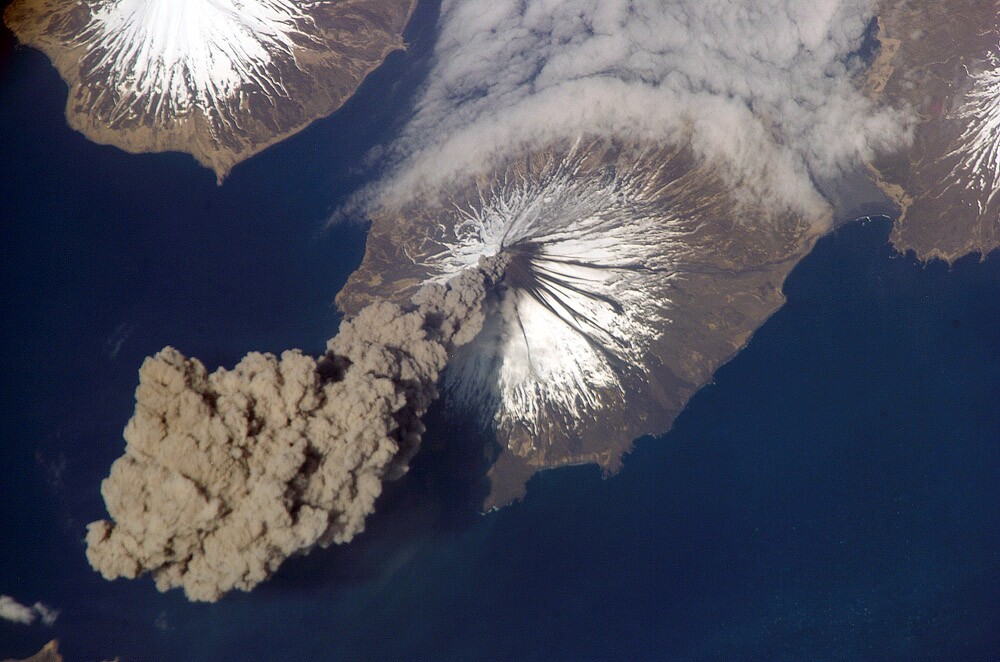 The Cleveland Volcano in Alaska spews dust and ash into the atmosphere in May 2006