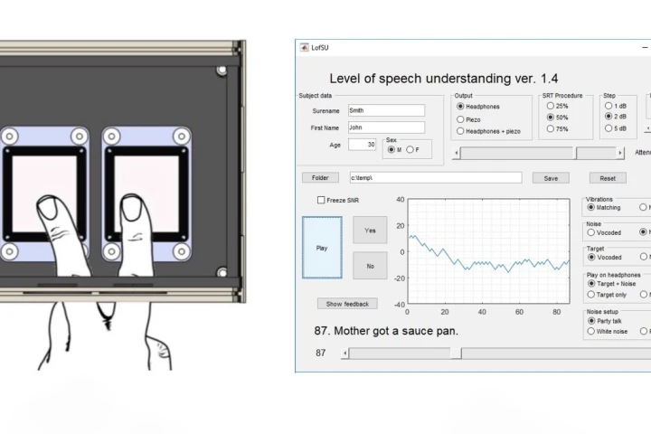 A diagram of the Vibrating Auditory Stimulator, which required no training to use