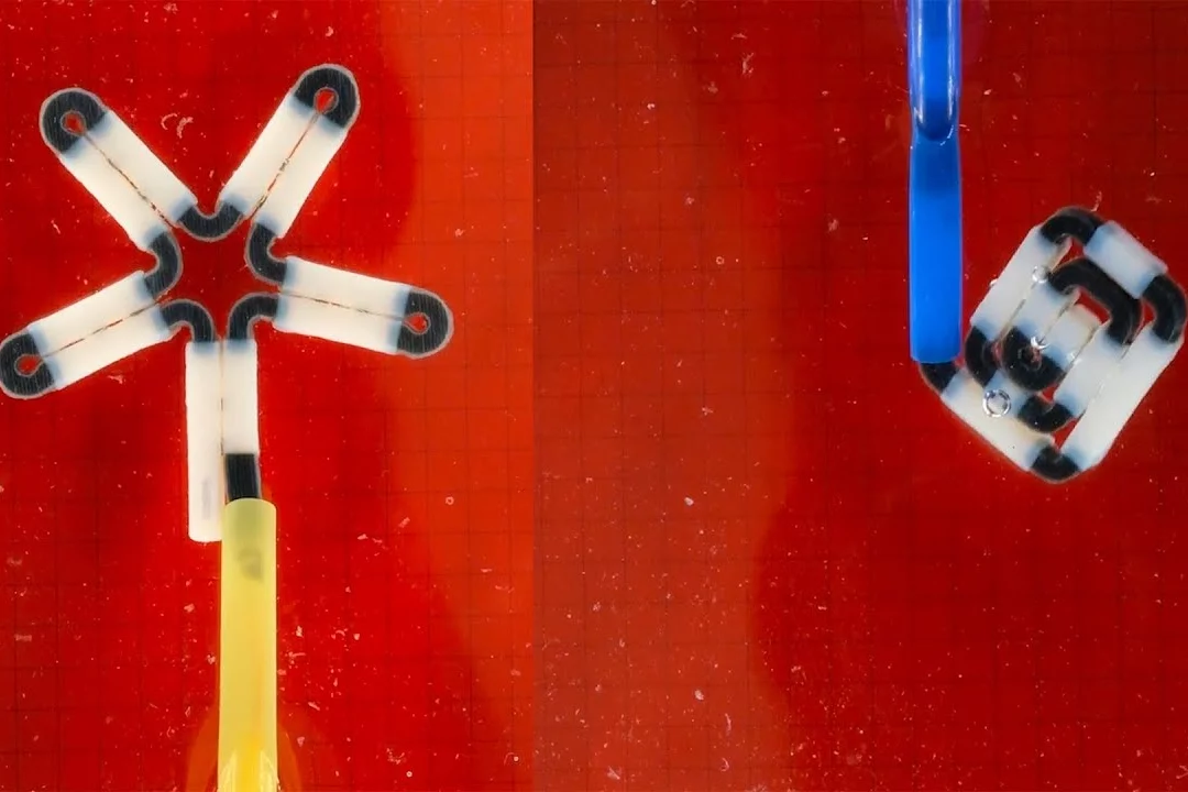 As MaSoChain instruments are pushed out of a catheter, magnets within their segments cause them to take on predetermined shapes