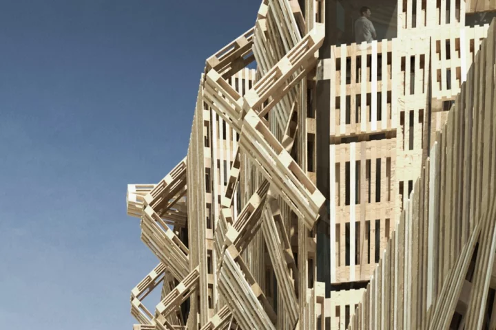 The AME-LOT student housing project is made entirely out of recycled pallets(Image by Malka Architecture)