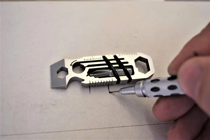 The EverRatchet multitool features imperial and metric rulers