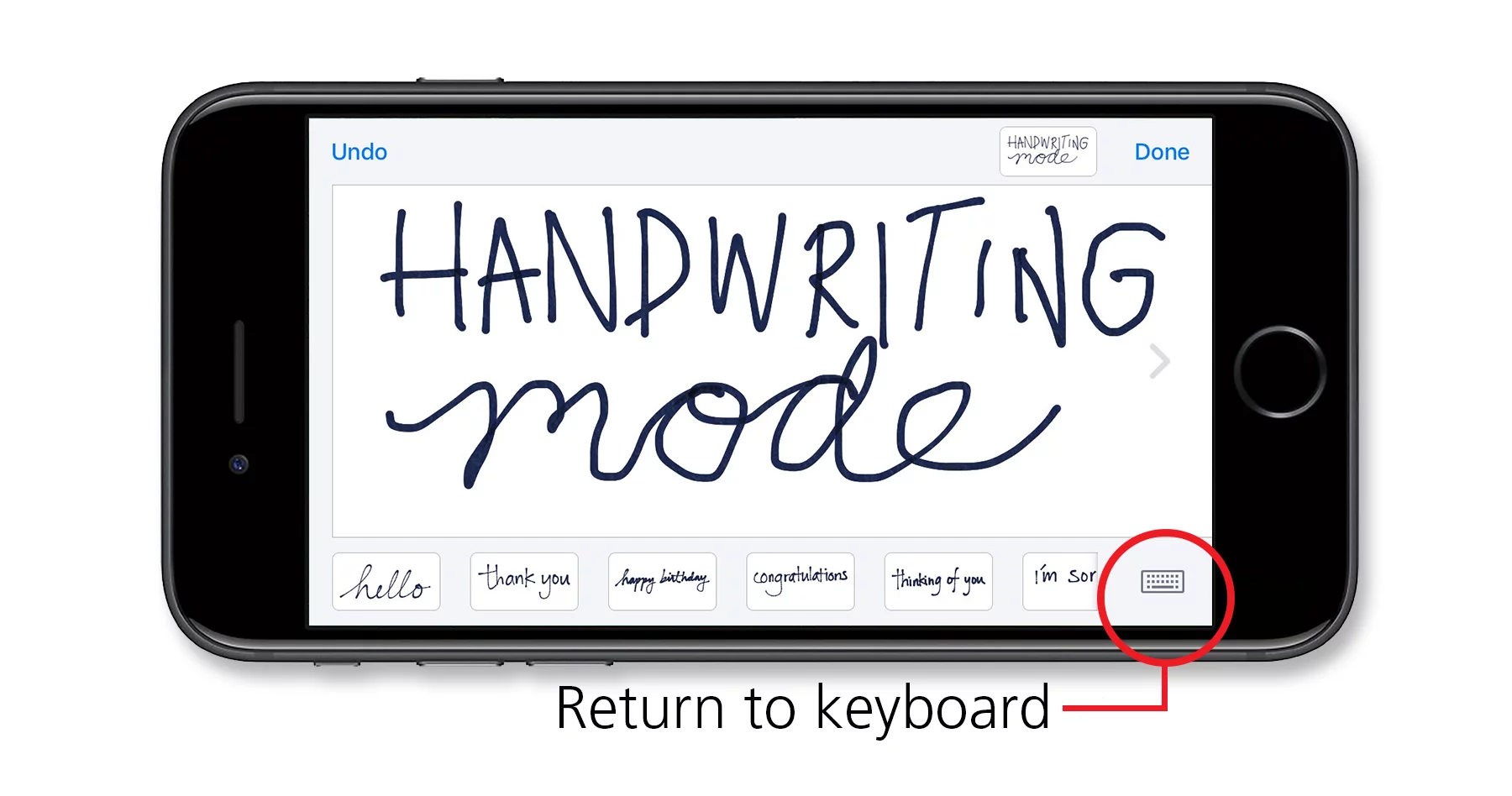 Handwriting mode in Messages