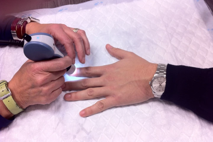 The leukometer is a portable device that could allow patients monitor their own white blood cell counts at home