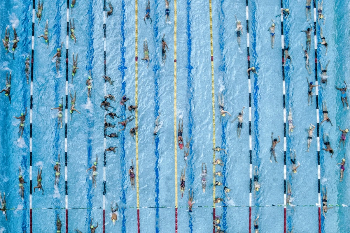 A group of young swimmers preparing for a competition in Cúcuta, Columbia, the second-place winner in the Sports/Adventure category