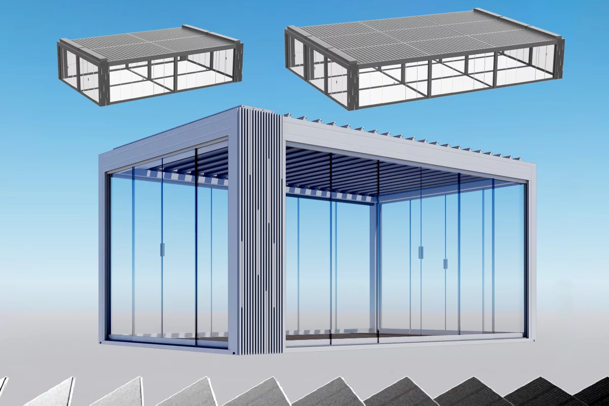 The solar-panel louvres on the Ombra's roof maximise shade and power autonomy for each 6 x 4 metre (19.7 ft x 13.1 ft) self-powered, off-the-grid room that can be joined endlesslessy