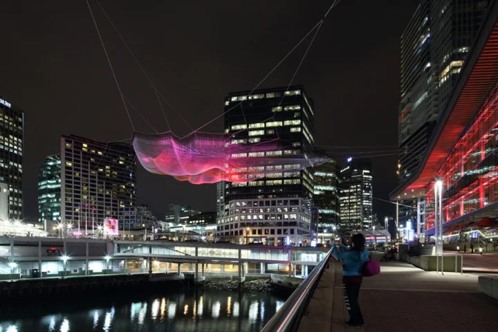 Artist Janet Echelman has created a huge net sculpture that is being exhibited in Vancouver