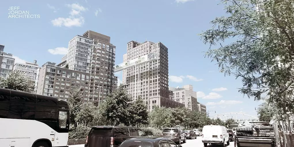 The bridge would be built on the Pennsylvania Railway Embankment in Jersey City and reach Battery Park, on the southern tip of Manhattan