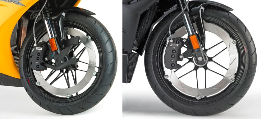 Left: 1190RX with cooling intakes. Right: 1190SX without.