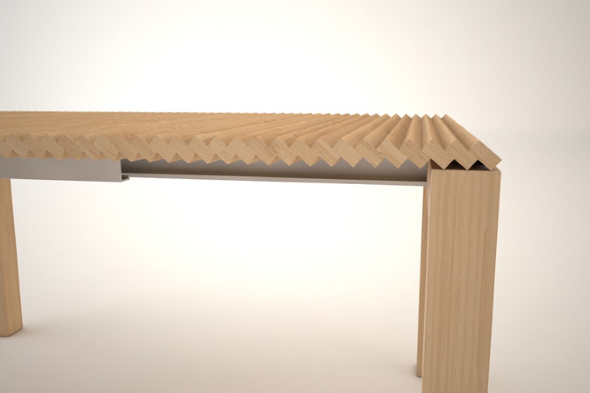 Extendable table shrinks and grows without requiring leaves