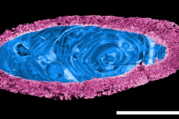 A zircon grain gathered from the crater