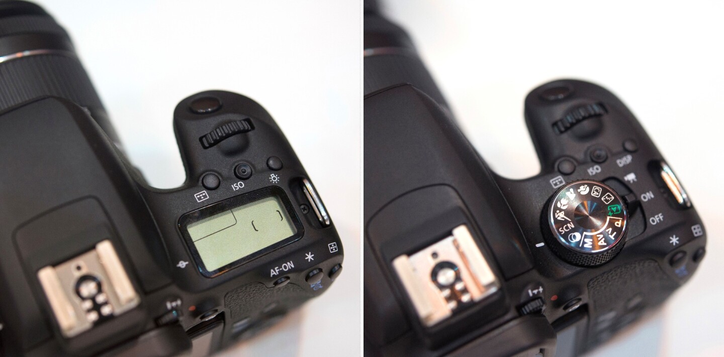 The grip on the Canon EOS 77D (left) and Canon EOS 800D (also known as the Rebel T7i) makes the cameras easy to hold