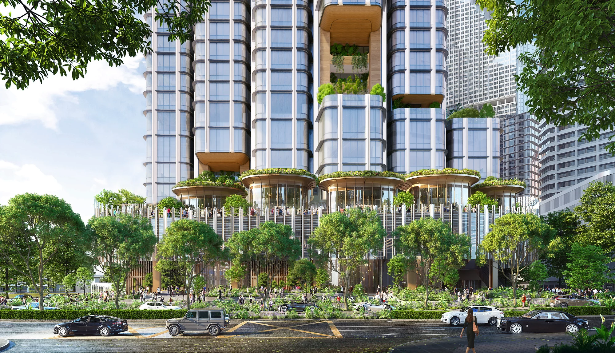 8 Shenton Way's overall design is inspired by bamboo forests and will feature the use of bamboo and terracotta on its exterior