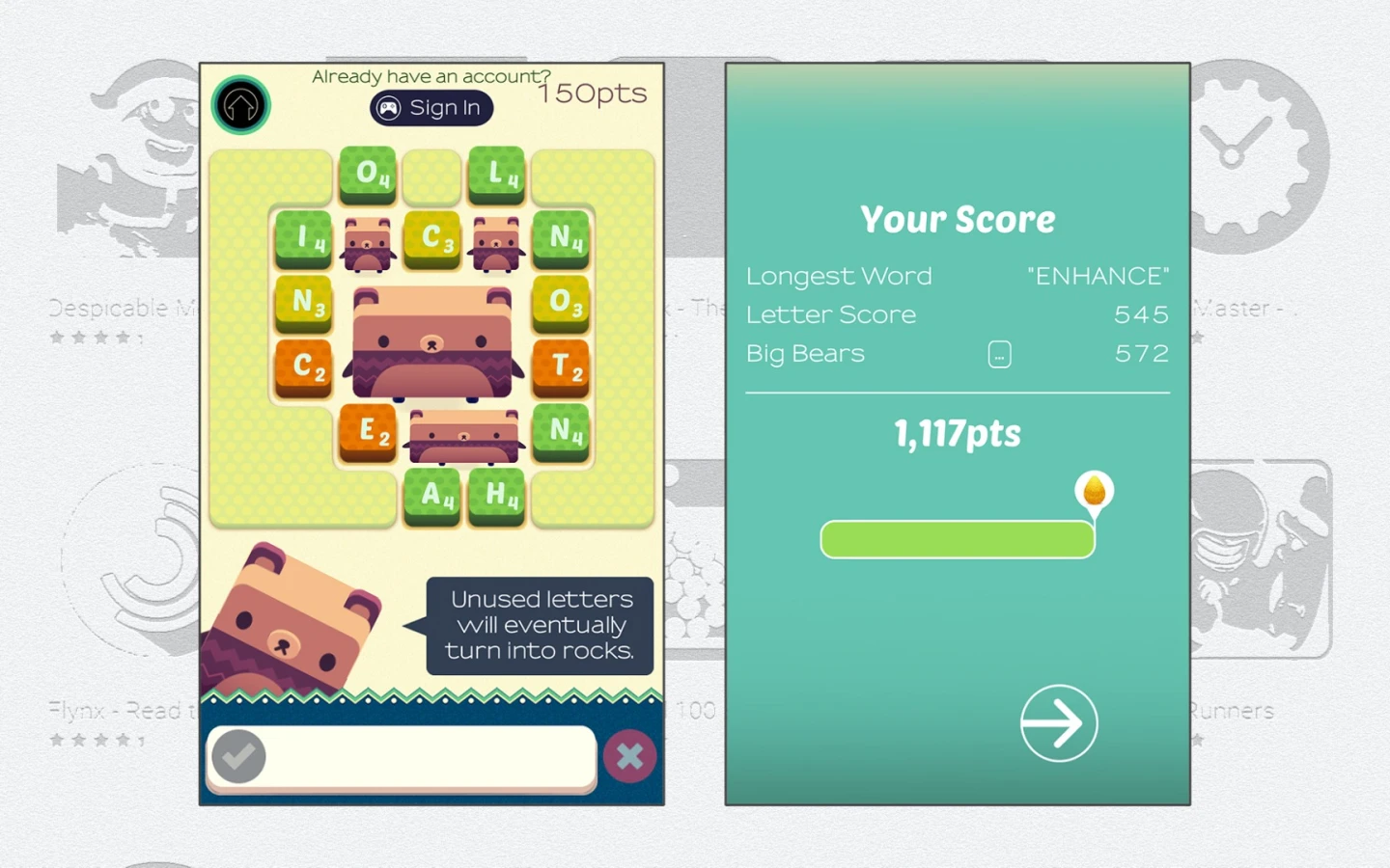 Alphabear is a word game with a few twists