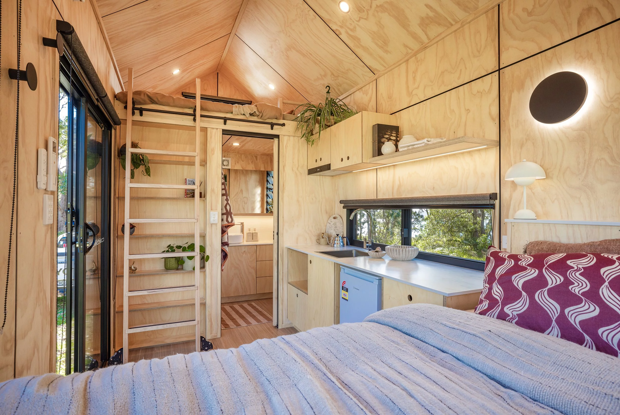 The Five Four's interior is finished in utilitarian plywood