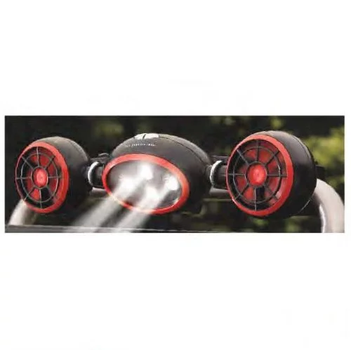 The lights and fans are operated individually and can swivel independently