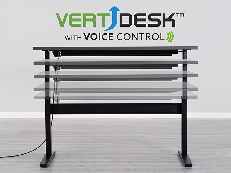 The VertDesk v3's single motor system can raise the working surface at up to 1.55 inches per second