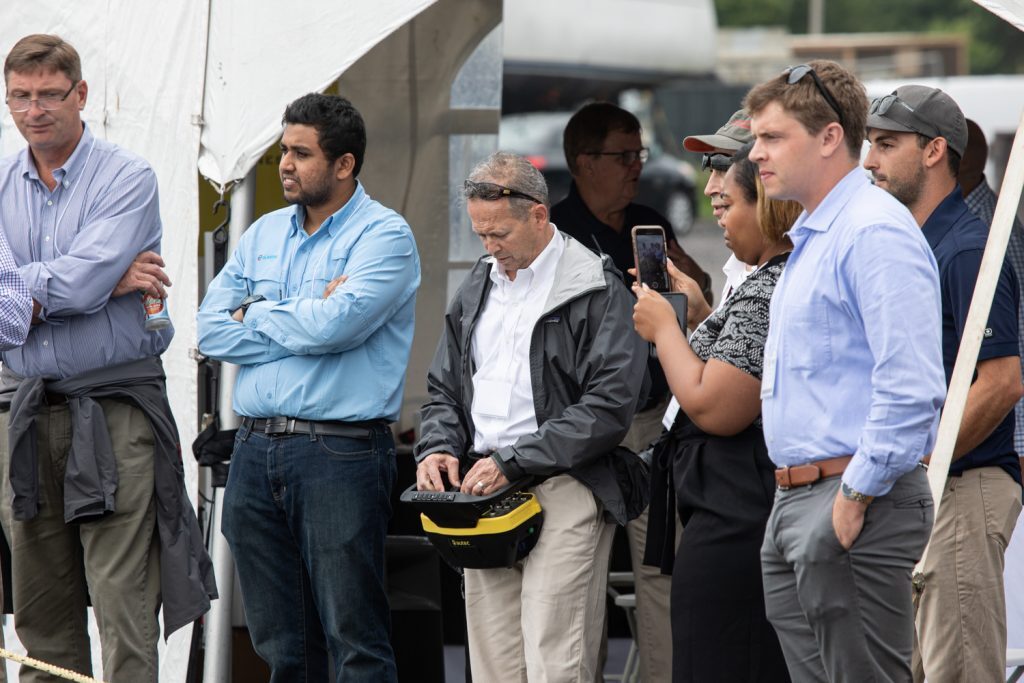 Richard Balzano, deputy administrator of MARAD, at the controls of the autonomous oil spill response vessel